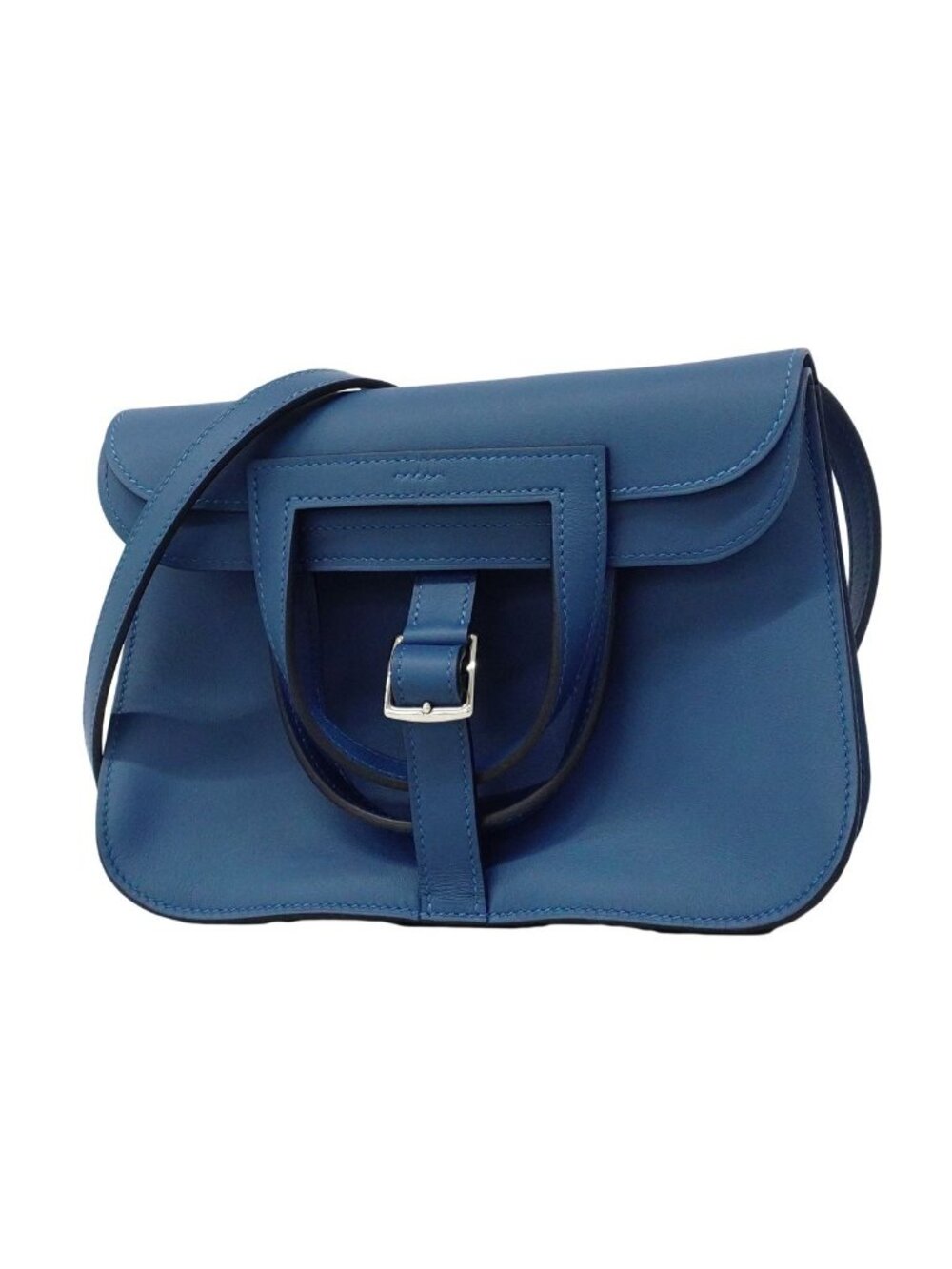 Hermes Handbag Halzan Mini Swift Blue Thailand Silver 2-Way Bag